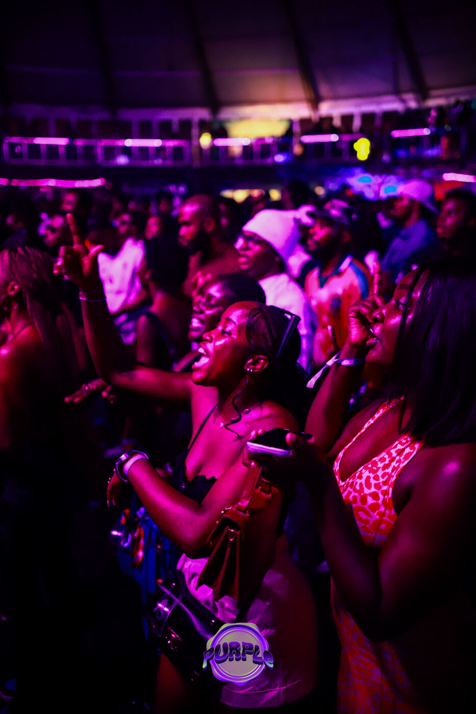 Crowd at the Purple Capital Block Party with Omah Lay